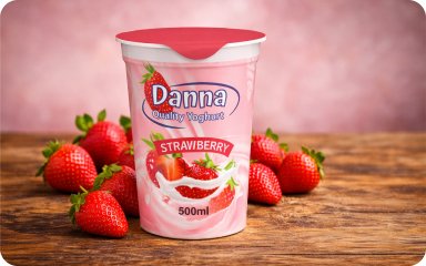 Danna strawberry yoghurt with fresh strawberries